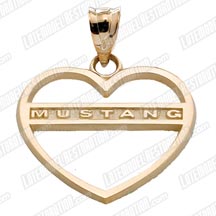 Necklace Pendant, Mustang Heart, 10K Gold, 3/4" Wide