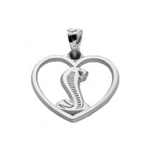 Necklace Pendant, Cobra Heart,Sterling Silver, 3/4" Wide