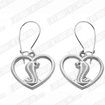 Earring Set, Cobra Heart, Sterling Silver, 5/8" Wide, French Hook Clasp