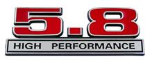 1979-95 Mustang Red 5.8L High Performance Fender Emblem