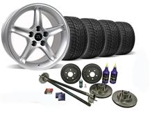 1987-93 Mustang Silver Cobra R Wheel & Nitto Tire Kit with Mustang 5-Lug Conversion Kit