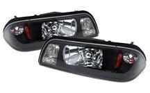 1987-93 Mustang Black One Piece Headlight Pair