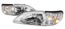 1994-98 Mustang Chrome/Clear One Piece Headlight Pair