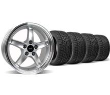 1994-04 Mustang Silver with Machined Lip Cobra R Wheel & Nitto Tire Kit - 17X9